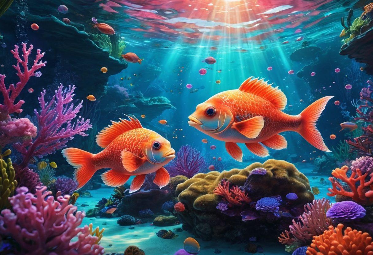 A captivating and vibrant illustration of a fantastical underwater world filled with enchanting Kroshki creatures, surrounded by colorful coral reefs, hinting at a blend of anime aesthetics and erotic allure. The scene should have whimsical lighting, playful characters with unique designs, and subtle hints of kinkiness woven into the visuals. Include soft waves and flowing bubbles to enhance the underwater ambiance. animated style. vibrant colors. dreamy background.